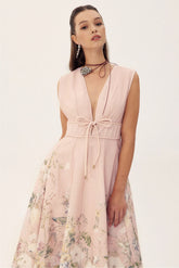 Hannah Floral Printed Sleeveless Midi Dress